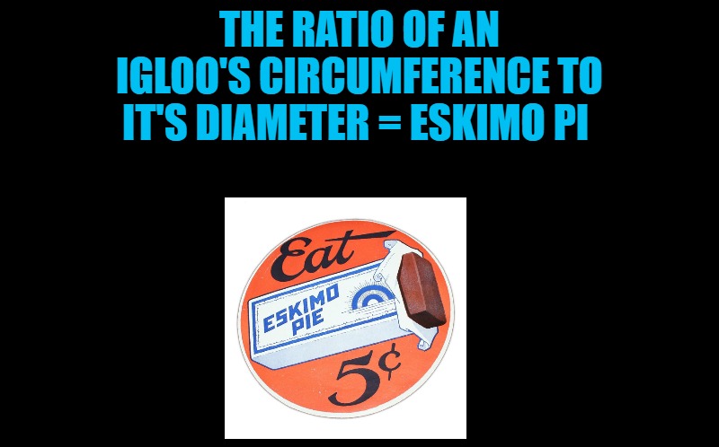 black screen | THE RATIO OF AN IGLOO'S CIRCUMFERENCE TO IT'S DIAMETER = ESKIMO PI | image tagged in black screen | made w/ Imgflip meme maker