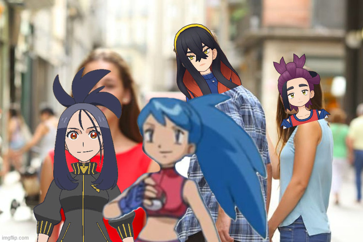 Dendra and Battle Girl go to Pasio soon. | image tagged in memes,distracted boyfriend,pokemon,pokemon memes | made w/ Imgflip meme maker