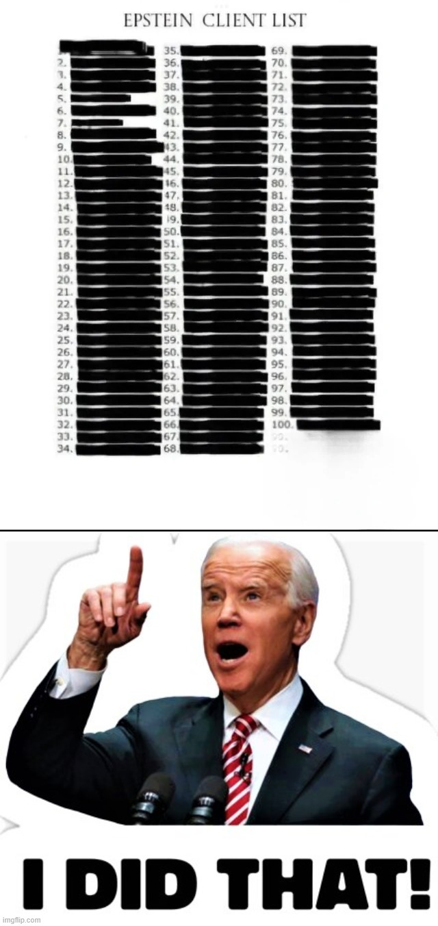 Epstein clent list | image tagged in biden - i did that,epstein client list | made w/ Imgflip meme maker
