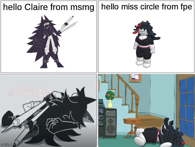 Claire and miss circle meet | image tagged in claire and miss circle meet | made w/ Imgflip meme maker
