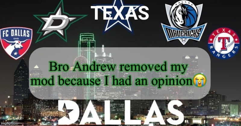 I have something to say | Bro Andrew removed my mod because I had an opinion😭 | image tagged in i have something to say | made w/ Imgflip meme maker