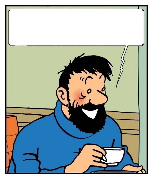 Haddock drinking Coffee Blank Meme Template
