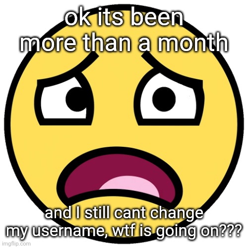 what the fuck | ok its been more than a month; and I still cant change my username, wtf is going on??? | image tagged in what the fuck | made w/ Imgflip meme maker