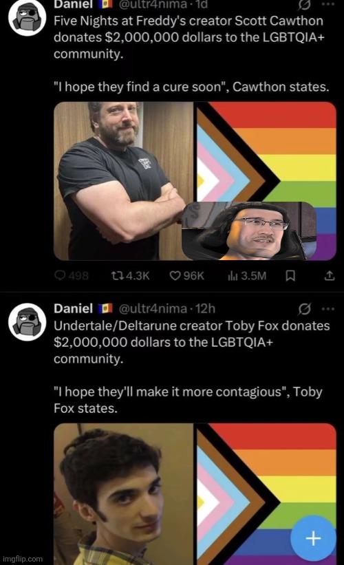 rare Scott Cawthon L and common Toby Fox W | made w/ Imgflip meme maker