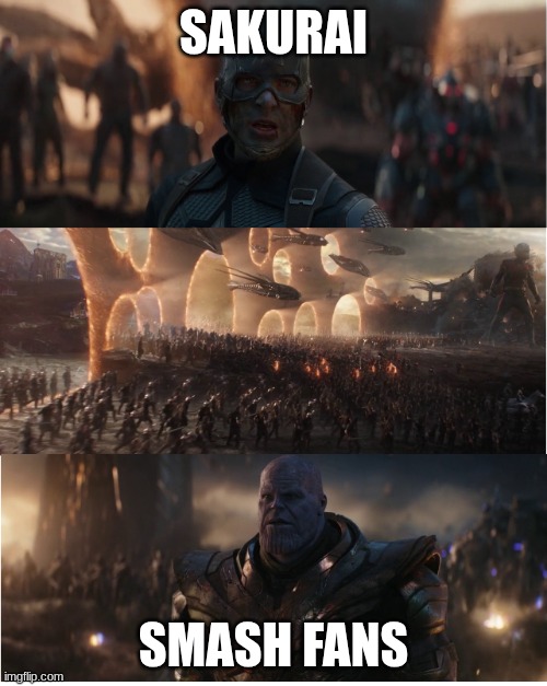 Smash Ultimate Be Like | SAKURAI; SMASH FANS | image tagged in avengers assemble,super smash bros | made w/ Imgflip meme maker