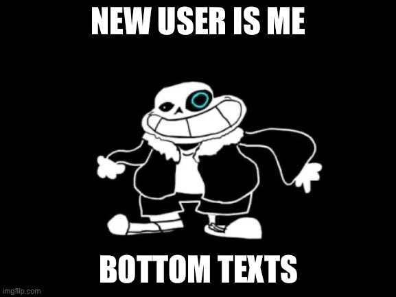 What’s a sans of topic (welcome :D) | NEW USER IS ME; BOTTOM TEXTS | image tagged in sanesss | made w/ Imgflip meme maker