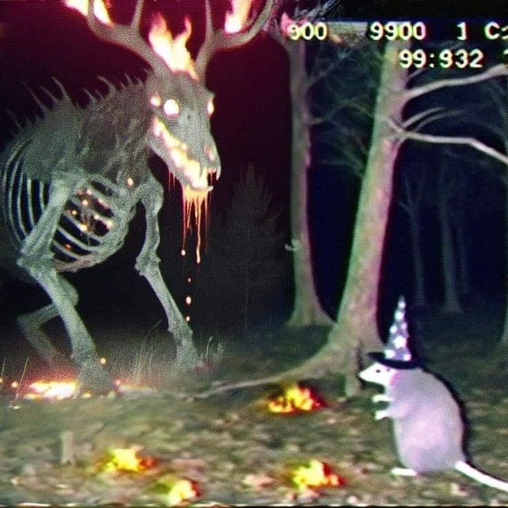 Weird satanic creature and wizard rat Blank Meme Template