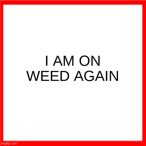 Red box | I AM ON WEED AGAIN | image tagged in red box | made w/ Imgflip meme maker