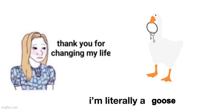 Untitled goose game meme | goose | image tagged in thank you for changing my life,untitled goose game | made w/ Imgflip meme maker