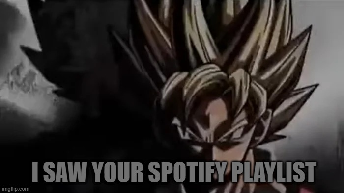 Goku Staring | I SAW YOUR SPOTIFY PLAYLIST | image tagged in goku staring | made w/ Imgflip meme maker