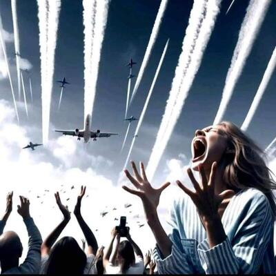 Chemtrail poisoning crowd Blank Meme Template