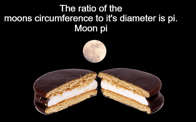 pi | The ratio of the moons circumference to it's diameter is pi.
Moon pi | image tagged in pi,moon,kewlew | made w/ Imgflip meme maker