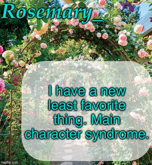 Had to deal with it like three times this week at band camp | I have a new least favorite thing. Main character syndrome. | image tagged in rosemary_ template | made w/ Imgflip meme maker