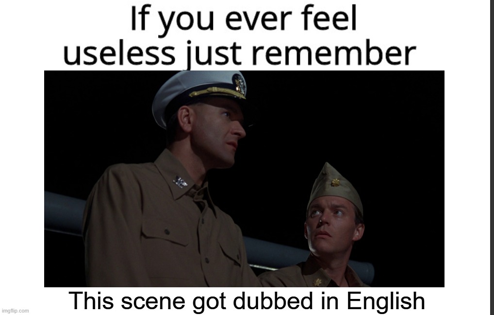 If you ever feel useless remember this | This scene got dubbed in English | image tagged in if you ever feel useless remember this | made w/ Imgflip meme maker