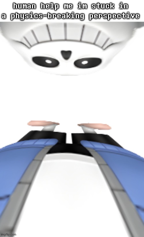 he's stuck in a physics-breaking perspective | human help me im stuck in a physics-breaking perspective | made w/ Imgflip meme maker