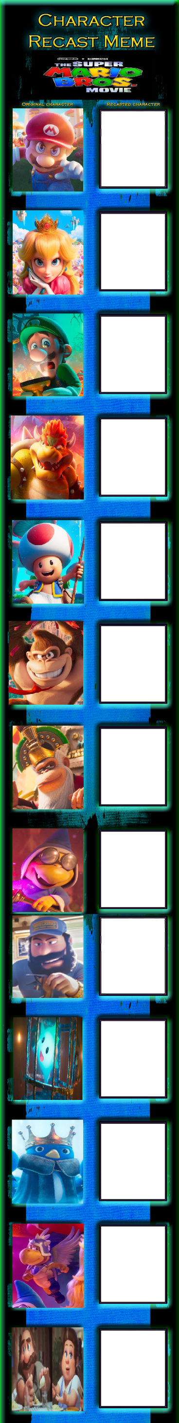 The Super Mario Bros. Movie Cast Meme Blank Meme Template