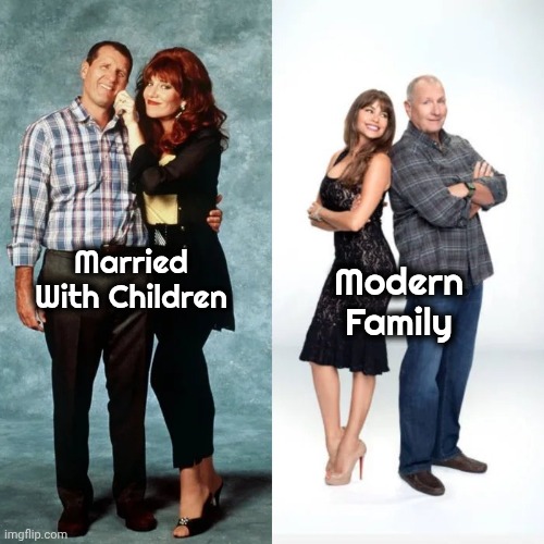 How did Ed O'Neill get so lucky | Modern Family; Married With Children | image tagged in tv wife,hot babes,married with children,modern family | made w/ Imgflip meme maker