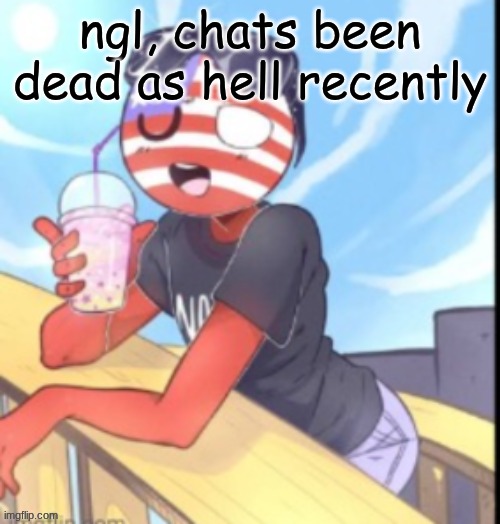 twink 'merica | ngl, chats been dead as hell recently | image tagged in twink 'merica | made w/ Imgflip meme maker