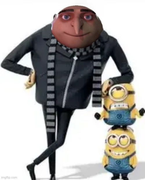 Gru’s arm on top of 2 minions | image tagged in gru | made w/ Imgflip meme maker