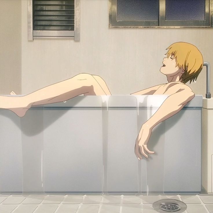 Denji in bath Blank Meme Template