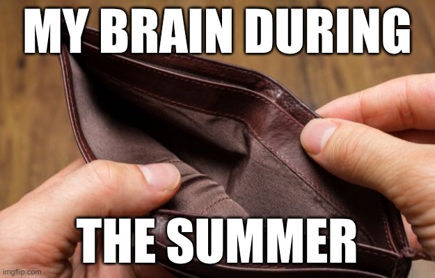 empty wallet | MY BRAIN DURING; THE SUMMER | image tagged in empty wallet | made w/ Imgflip meme maker