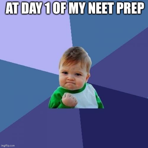 Confident Kid | AT DAY 1 OF MY NEET PREP | image tagged in memes,success kid | made w/ Imgflip meme maker