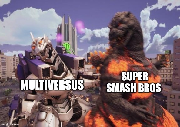 I'm late but still | SUPER SMASH BROS; MULTIVERSUS | image tagged in godzilla,gigiabash,kaiju,super smash bros,multiversus | made w/ Imgflip meme maker