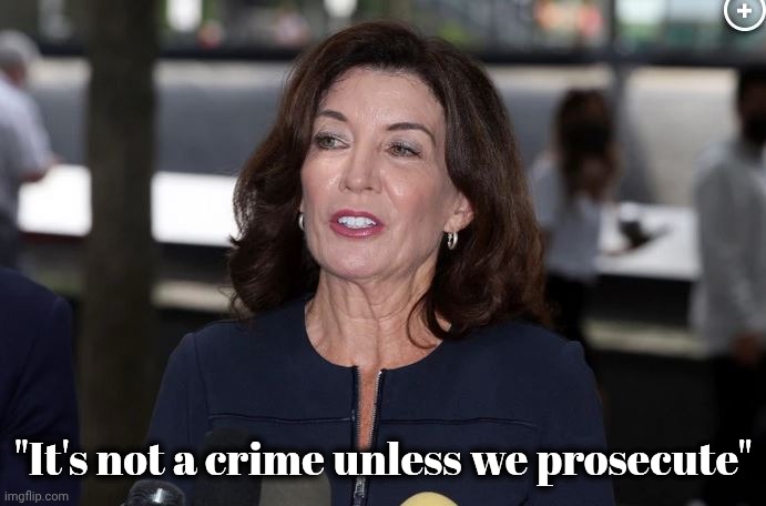 Kathy Hochul, Demon Woman | "It's not a crime unless we prosecute" | image tagged in kathy hochul demon woman | made w/ Imgflip meme maker