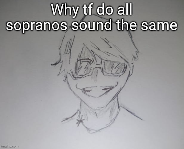 Brett Yang (thanks skul) | Why tf do all sopranos sound the same | image tagged in brett yang thanks skul | made w/ Imgflip meme maker