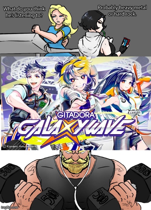 GITADORA MY GOAT | image tagged in what do you think he's listening to,gitadora,rhythmgame,rhythm,live2d,konami | made w/ Imgflip meme maker
