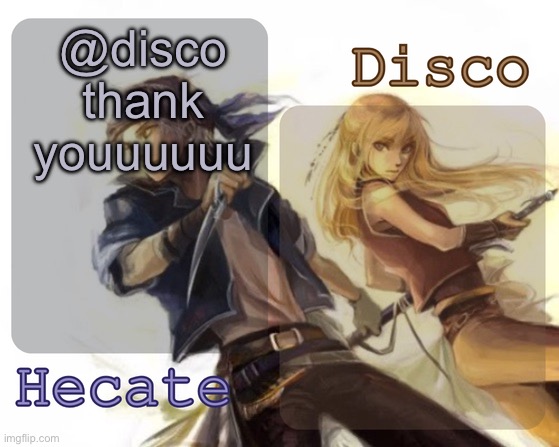 Hecate and Disco's Locke and Celes temp | @disco thank youuuuuu | image tagged in hecate and disco's locke and celes temp | made w/ Imgflip meme maker
