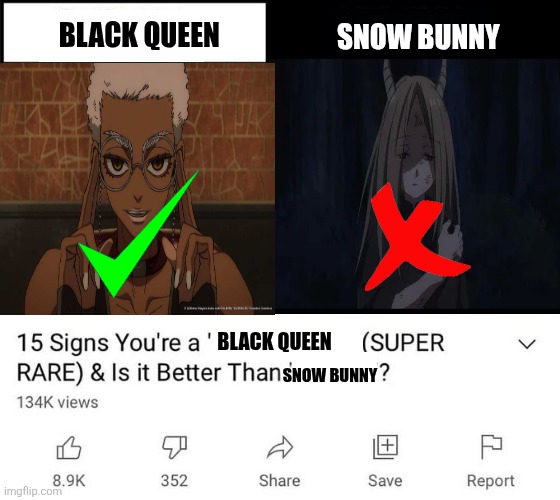 Shoutout to Frieren for killing those Yakubian White Devils | BLACK QUEEN; SNOW BUNNY; BLACK QUEEN; SNOW BUNNY | image tagged in 15 signs your a,memes,frieren,anime memes,shitpost,lol | made w/ Imgflip meme maker
