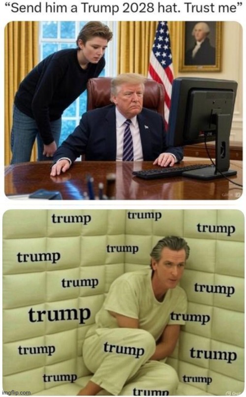 Trump living rent free in Gavin Newsoms head | image tagged in gavin newsom has trump living rent free in his head,hair,bagels | made w/ Imgflip meme maker