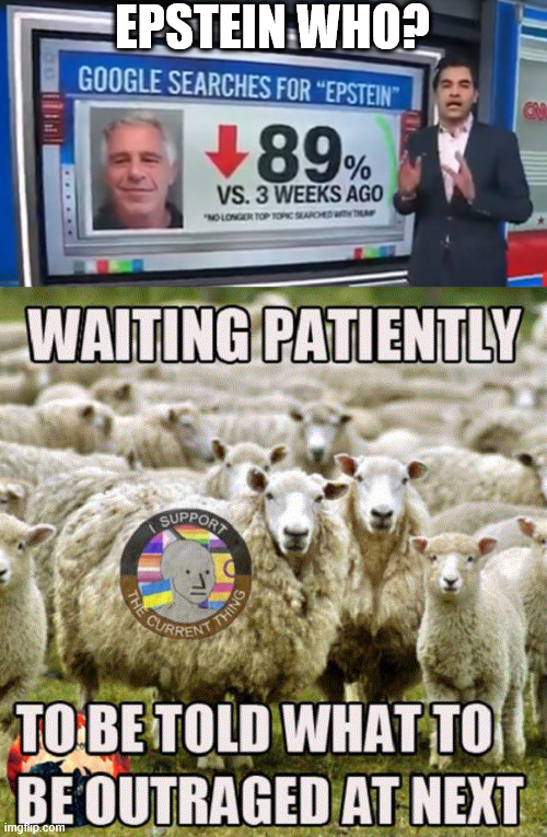 They're too stupid to admit that the Epstein story is the distraction by their MSM | EPSTEIN WHO? | image tagged in msm,needs to distract from all the other news | made w/ Imgflip meme maker