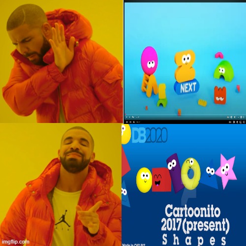 No Anione Korean Shapes! Yes Cartoonitos! | image tagged in memes,drake hotline bling | made w/ Imgflip meme maker