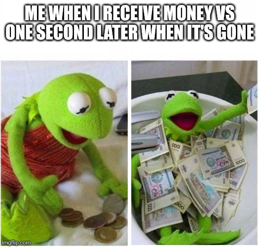 I CAN'T HELP IT I JIST LOVE SHOPPING | ME WHEN I RECEIVE MONEY VS ONE SECOND LATER WHEN IT'S GONE | image tagged in rich and poor,bruh moment,shopping | made w/ Imgflip meme maker