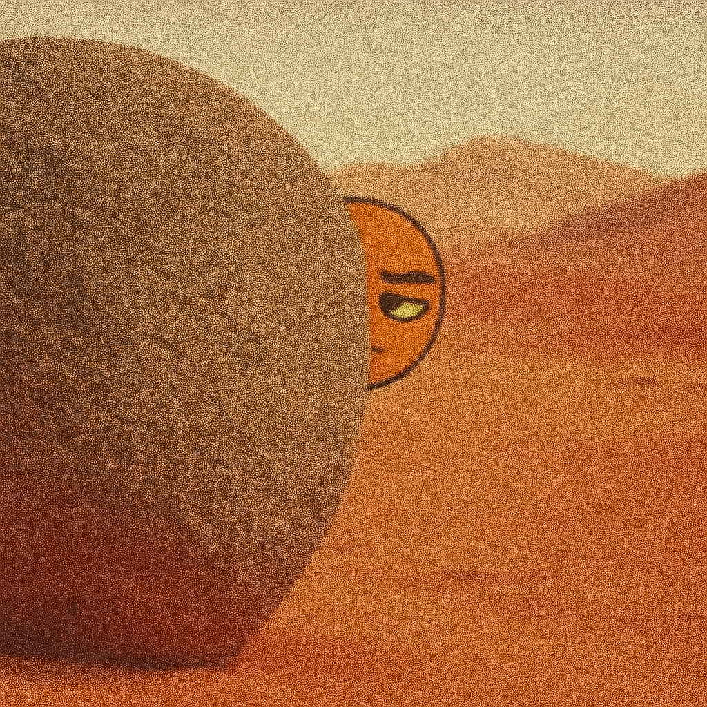 SMAGMI - Smirk Peeking From Desert Rock Blank Meme Template