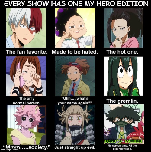 every show has one my hero academia edition | EVERY SHOW HAS ONE MY HERO EDITION; DEKU'S FATHER | image tagged in my hero academia,every show has one,superheroes,anime,2016,boku no hero academia | made w/ Imgflip meme maker