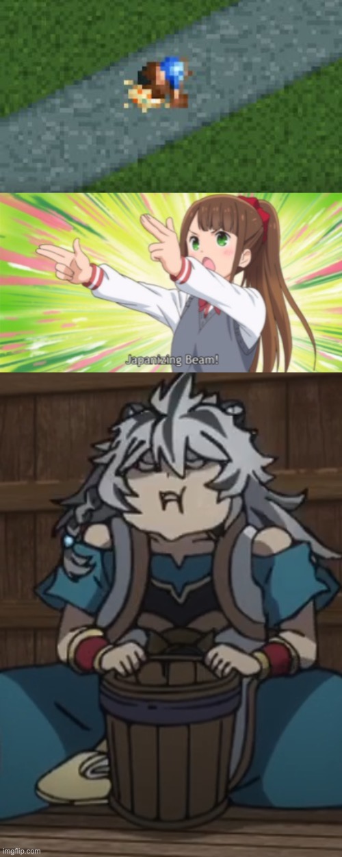 Vomiting from RollerCoaster Tycoon to anime | image tagged in japanizing beam,memes,funny,rising of the shield hero,rollercoaster tycoon | made w/ Imgflip meme maker