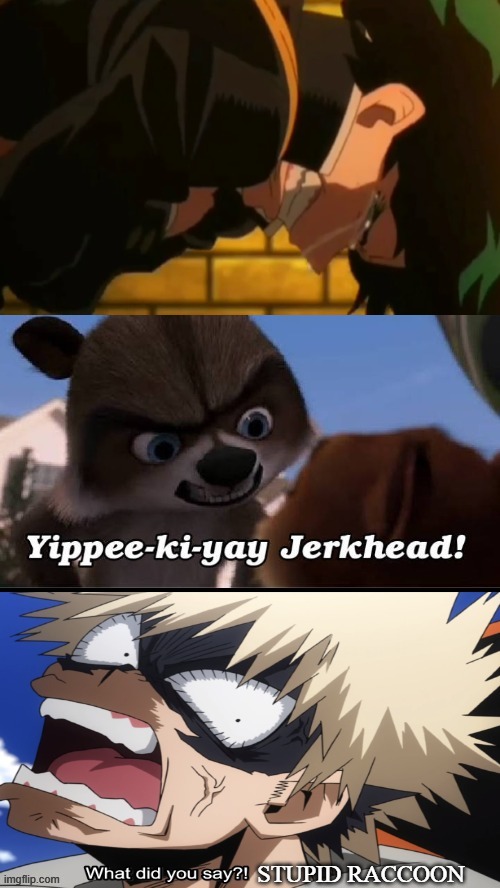 bakugo gets angry at rj | image tagged in bakugo hates rj,my hero academia,deku,crossover meme,anime memes,anime | made w/ Imgflip meme maker
