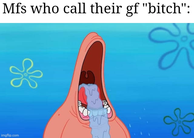 A woman is not an object, she is not your pet, she is a woman, a human, and yhr love of your life | Mfs who call their gf "bitch": | image tagged in patrick drooling meme | made w/ Imgflip meme maker