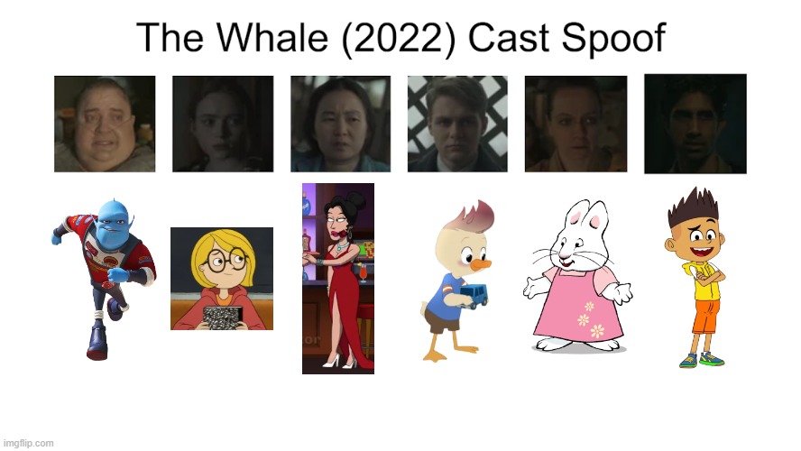 Credit to Waldness Topic International for this used | image tagged in meme,memes,spoof cast,the whale,characters,roles | made w/ Imgflip meme maker