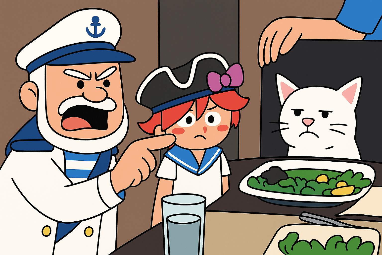 angry captain yelling at cat Blank Meme Template