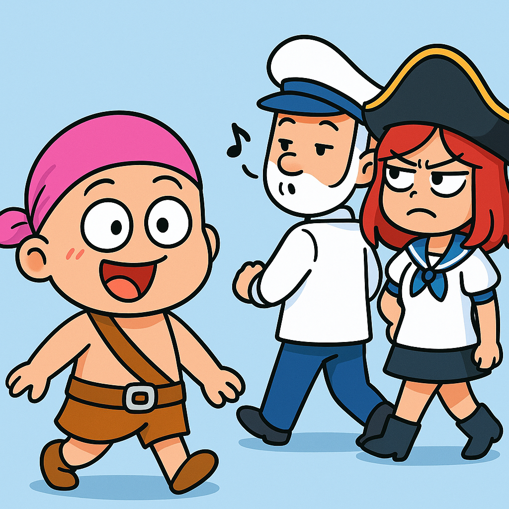 Captain looking at the girl in red Blank Meme Template