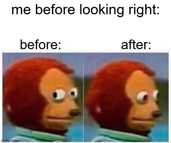 r/bonehurtingjuice | me before looking right:; before:                after: | image tagged in memes,monkey puppet | made w/ Imgflip meme maker