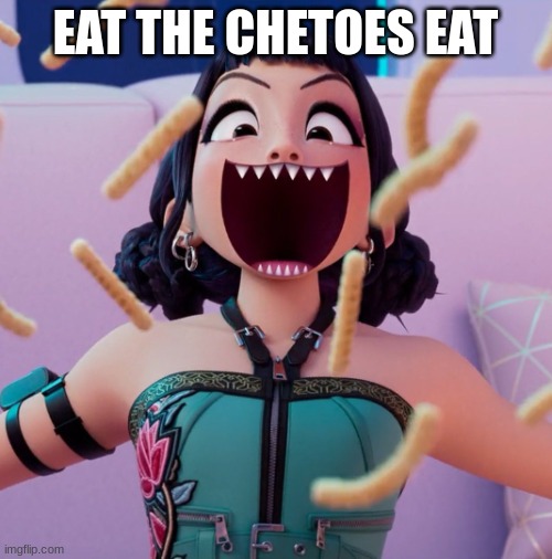 Kpop demon hunters Zoey | EAT THE CHETOES EAT | image tagged in kpop demon hunters zoey | made w/ Imgflip meme maker