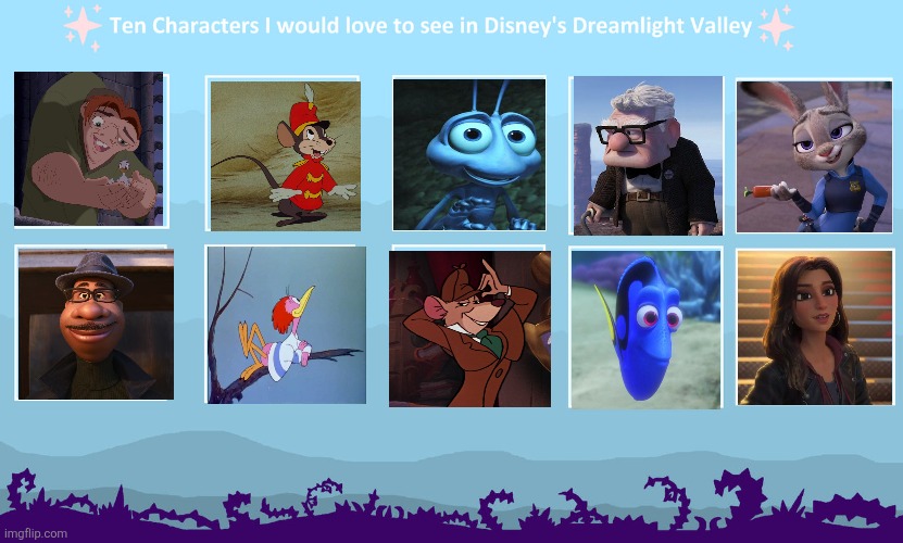 Ten Characters I'd Like To See in Dreamlight Valley | image tagged in ten characters i'd like to see in dreamlight valley | made w/ Imgflip meme maker