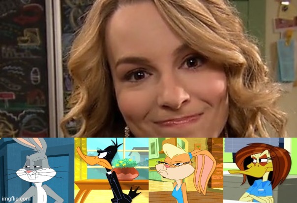Bugs, Daffy, Lola, and Tina Do Not Like That Annoying woman from Good Luck Charlie | image tagged in teddy good luck charlie,the looney tunes show,bugs bunny,daffy duck,lola bunny | made w/ Imgflip meme maker