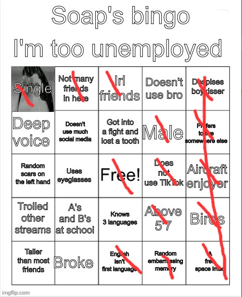 Soap's bingo | image tagged in soap's bingo | made w/ Imgflip meme maker