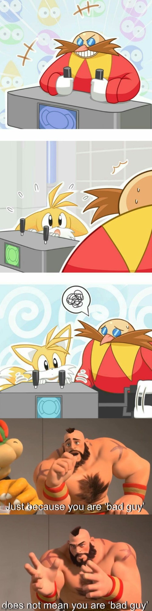 Not all villain deserve to be called "bad guy". | image tagged in dr eggman,tails,wholesome | made w/ Imgflip meme maker
